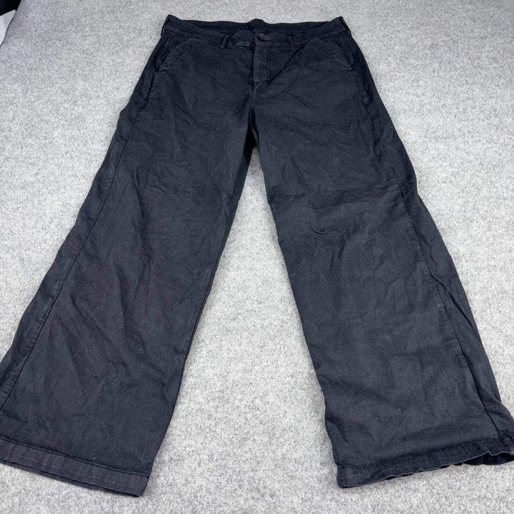 American Eagle Wide Leg Pants Womens 16 Black Stretch Twill High Rise Baggy Y2K